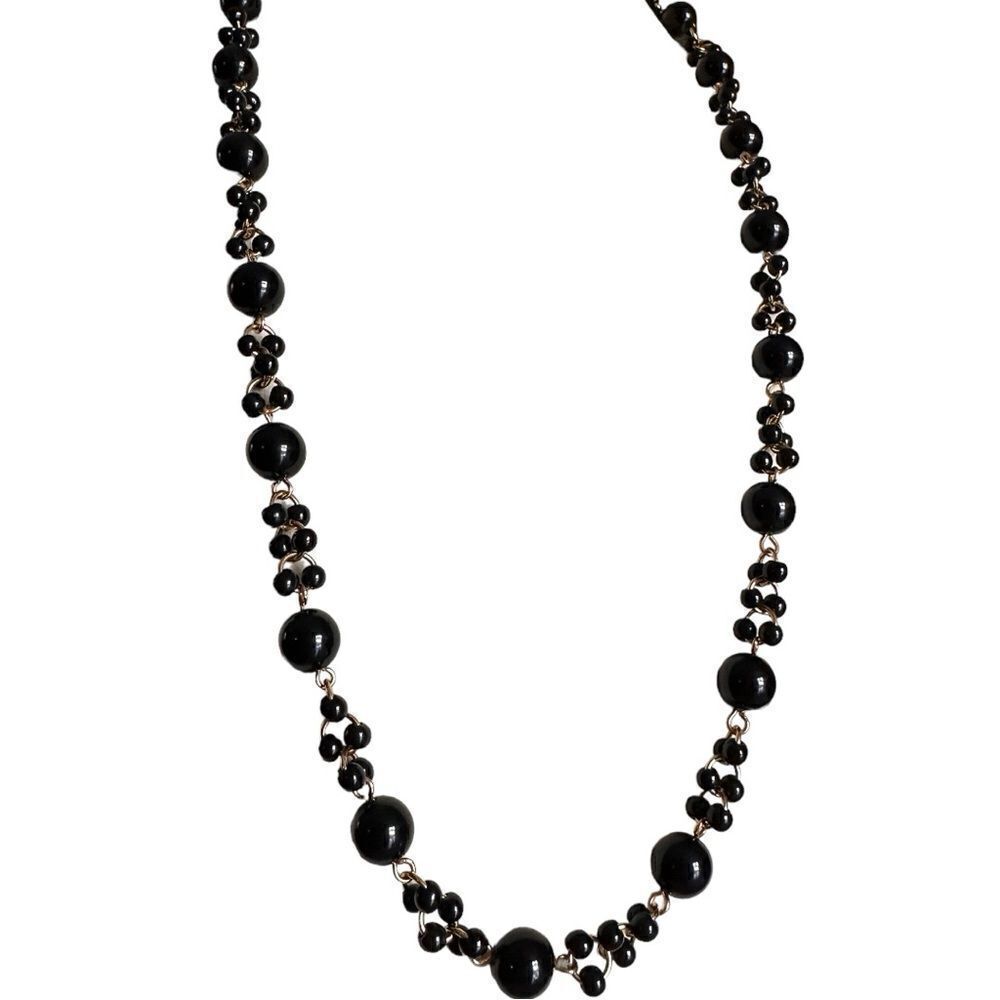 TRIFARI vintage black Crown Black Beaded and Gold Tone Choker Necklace s…